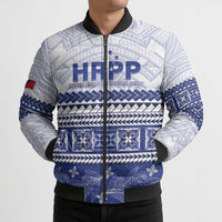 Personalised HRPP Samoa Siapo Bomber Puffer Jacket Teuila Flowers Samoan Pattern LT14 - Polynesian Pride
