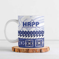 Personalised HRPP Samoa Siapo Ceramic Mug Teuila Flowers Samoan Pattern LT14 White - Polynesian Pride