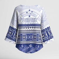 Personalised HRPP Samoa Siapo Kimono Sleeve Blouse Teuila Flowers Samoan Pattern LT14 - Polynesian Pride