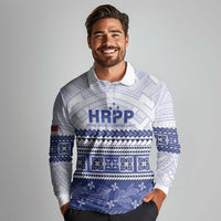 Personalised HRPP Samoa Siapo Long Sleeve Polo Shirt Teuila Flowers Samoan Pattern LT14 - Polynesian Pride