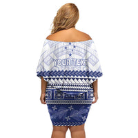 Personalised HRPP Samoa Siapo Off Shoulder Short Dress Teuila Flowers Samoan Pattern - Polynesian Pride