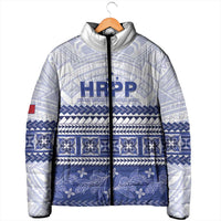 Personalised HRPP Samoa Siapo Padded Jacket Teuila Flowers Samoan Pattern LT14 - Polynesian Pride