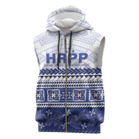 Personalised HRPP Samoa Siapo Sleeveless Zip Hoodie Teuila Flowers Samoan Pattern LT14 White - Polynesian Pride