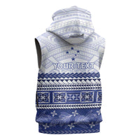 Personalised HRPP Samoa Siapo Sleeveless Zip Hoodie Teuila Flowers Samoan Pattern LT14 - Polynesian Pride