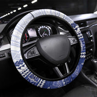 HRPP Samoa Siapo Steering Wheel Cover Teuila Flowers Samoan Pattern LT14 Universal Fit White - Polynesian Pride