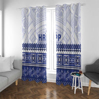 HRPP Samoa Siapo Window Curtain Teuila Flowers Samoan Pattern LT14 With Grommets White - Polynesian Pride