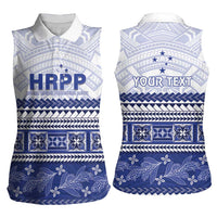 Personalised HRPP Samoa Siapo Women Sleeveless Polo Shirt Teuila Flowers Samoan Pattern LT14 - Polynesian Pride