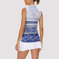 Personalised HRPP Samoa Siapo Women Sleeveless Polo Shirt Teuila Flowers Samoan Pattern LT14 - Polynesian Pride