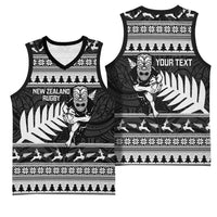 New Zealand Christmas Rugby Personalised Basketball Jersey Meri Kirihimete All Black Maori - Polynesian Pride