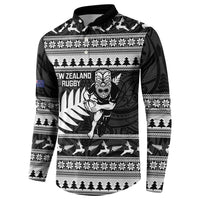 New Zealand Christmas Rugby Personalised Button Sweatshirt Meri Kirihimete All Black Maori - Polynesian Pride