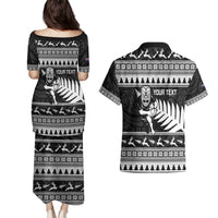 New Zealand Christmas Rugby Personalised Couples Matching Puletasi and Hawaiian Shirt Meri Kirihimete All Black Maori - Polynesian Pride