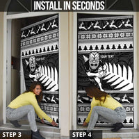 New Zealand Christmas Rugby Personalised Door Cover Meri Kirihimete All Black Maori - Polynesian Pride