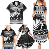 New Zealand Christmas Rugby Personalised Family Matching Summer Maxi Dress and Hawaiian Shirt Meri Kirihimete All Black Maori - Polynesian Pride