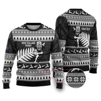 New Zealand Christmas Rugby Personalised Ugly Christmas Sweater Meri Kirihimete All Black Maori - Polynesian Pride