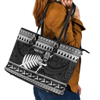 New Zealand Christmas Rugby Personalised Leather Tote Bag Meri Kirihimete All Black Maori - Polynesian Pride