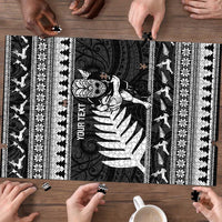 New Zealand Christmas Rugby Personalised Puzzle Meri Kirihimete All Black Maori - Polynesian Pride