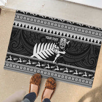 New Zealand Christmas Rugby Personalised Rubber Doormat Meri Kirihimete All Black Maori - Polynesian Pride