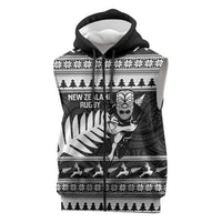 New Zealand Christmas Rugby Personalised Sleeveless Zip Hoodie Meri Kirihimete All Black Maori - Polynesian Pride