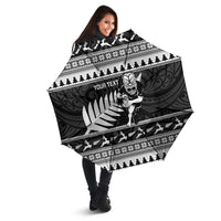 New Zealand Christmas Rugby Personalised Umbrella Meri Kirihimete All Black Maori - Polynesian Pride