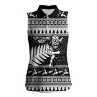 New Zealand Christmas Rugby Personalised Women Sleeveless Polo Shirt Meri Kirihimete All Black Maori - Polynesian Pride
