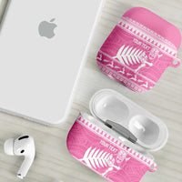 New Zealand Christmas Rugby Personalised AirPods Case Meri Kirihimete All Black Maori Pink Version - Polynesian Pride