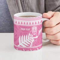 New Zealand Christmas Rugby Personalised Ceramic Mug Meri Kirihimete All Black Maori Pink Version - Polynesian Pride