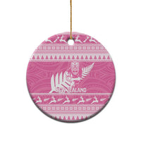 New Zealand Christmas Rugby Personalised Ceramic Ornament Meri Kirihimete All Black Maori Pink Version - Polynesian Pride