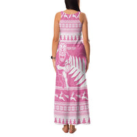 New Zealand Christmas Rugby Personalised Family Matching Tank Maxi Dress and Hawaiian Shirt Meri Kirihimete All Black Maori Pink Version - Polynesian Pride