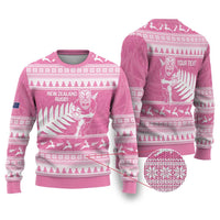 New Zealand Christmas Rugby Personalised Ugly Christmas Sweater Meri Kirihimete All Black Maori Pink Version - Polynesian Pride