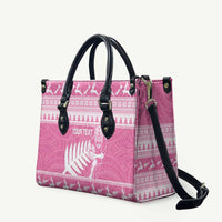 New Zealand Christmas Rugby Personalised Leather Bag Meri Kirihimete All Black Maori Pink Version - Polynesian Pride