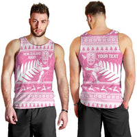New Zealand Christmas Rugby Personalised Men Tank Top Meri Kirihimete All Black Maori Pink Version - Polynesian Pride