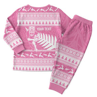 New Zealand Christmas Rugby Personalised Christmas Pajama Set Meri Kirihimete All Black Maori Pink Version - Polynesian Pride
