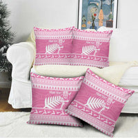 New Zealand Christmas Rugby Personalised Pillow Cover Meri Kirihimete All Black Maori Pink Version - Polynesian Pride
