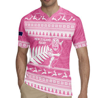 New Zealand Christmas Rugby Personalised Rugby Jersey Meri Kirihimete All Black Maori Pink Version - Polynesian Pride