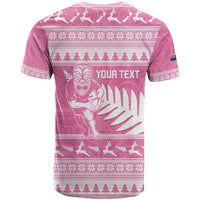 New Zealand Christmas Rugby Personalised T Shirt Meri Kirihimete All Black Maori Pink Version - Polynesian Pride