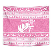 New Zealand Christmas Rugby Personalised Tapestry Meri Kirihimete All Black Maori Pink Version - Polynesian Pride