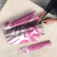 New Zealand Christmas Rugby Personalised Umbrella Meri Kirihimete All Black Maori Pink Version - Polynesian Pride