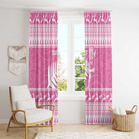 New Zealand Christmas Rugby Personalised Window Curtain Meri Kirihimete All Black Maori Pink Version - Polynesian Pride