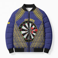 Personalised Niue Darts Bomber Puffer Jacket Dart Board Hiapo Pattern - Polynesian Pride