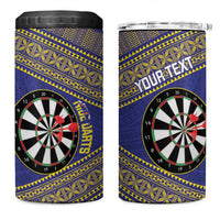 Personalised Niue Darts 4 in 1 Can Cooler Tumbler Dart Board Hiapo Pattern - Polynesian Pride