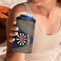Personalised Niue Darts 4 in 1 Can Cooler Tumbler Dart Board Hiapo Pattern - Polynesian Pride