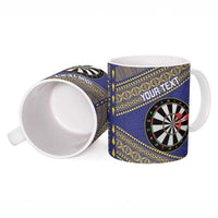 Personalised Niue Darts Ceramic Mug Dart Board Hiapo Pattern - Polynesian Pride