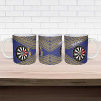 Personalised Niue Darts Ceramic Mug Dart Board Hiapo Pattern - Polynesian Pride