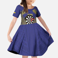 Personalised Niue Darts Family Matching Summer Maxi Dress and Hawaiian Shirt Dart Board Hiapo Pattern - Polynesian Pride