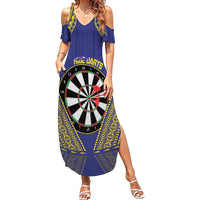 Personalised Niue Darts Family Matching Summer Maxi Dress and Hawaiian Shirt Dart Board Hiapo Pattern - Polynesian Pride