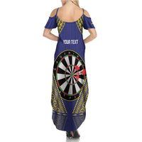 Personalised Niue Darts Family Matching Summer Maxi Dress and Hawaiian Shirt Dart Board Hiapo Pattern - Polynesian Pride