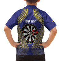 Personalised Niue Darts Family Matching Tank Maxi Dress and Hawaiian Shirt Dart Board Hiapo Pattern - Polynesian Pride