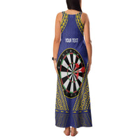 Personalised Niue Darts Family Matching Tank Maxi Dress and Hawaiian Shirt Dart Board Hiapo Pattern - Polynesian Pride