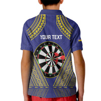 Personalised Niue Darts Kid Polo Shirt Dart Board Hiapo Pattern - Polynesian Pride