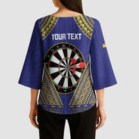 Personalised Niue Darts Kimono Sleeve Blouse Dart Board Hiapo Pattern - Polynesian Pride